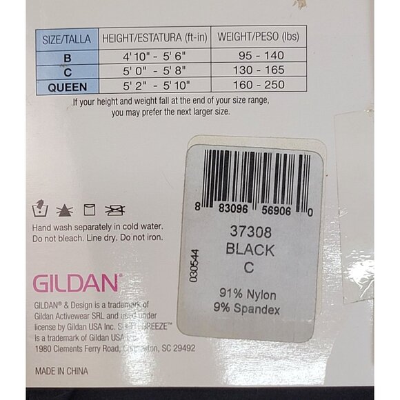 Sheer Breeze Comfort Waistband By Gildan Black Tights Size C - Picture 3 of 3